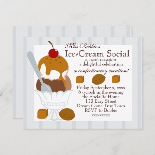 Karamelll-Eiscreme Einladung (Vorne/Hinten)