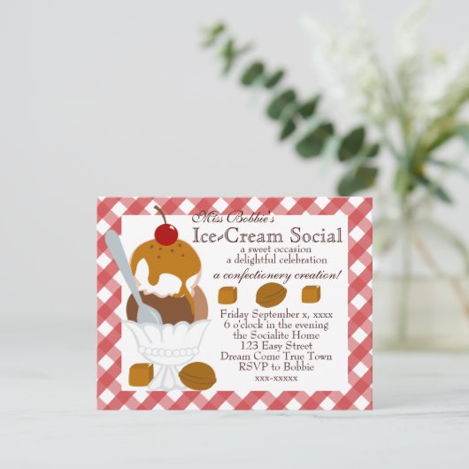 Karamelll-Eiscreme Einladung (Stehend Vorderseite)