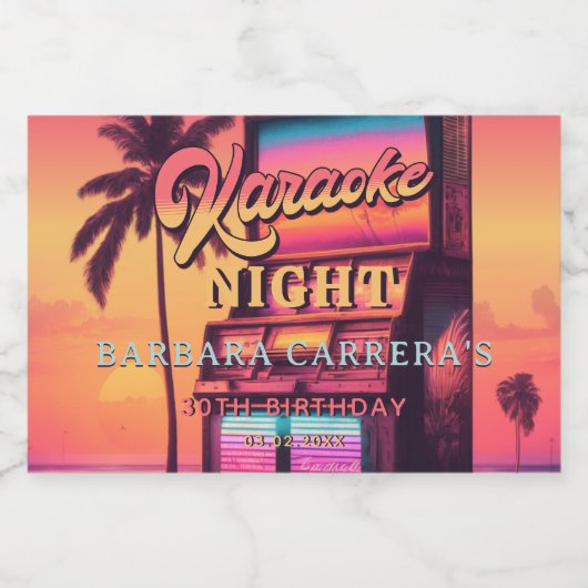 Karaoke 30. Geburtstag Retro Party Schaumweinetikett (Einzelnes Label)