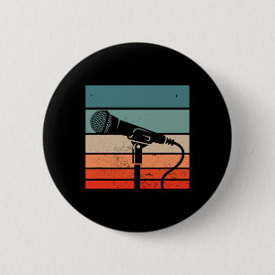 Karaoke Bar Vintages Mikrofon Singing Song Party Button