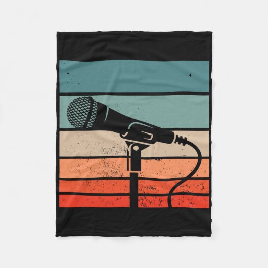 Karaoke Bar Vintages Mikrofon Singing Song Party Fleecedecke (Vorderseite)