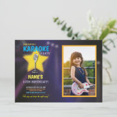 Karaoke Birthday Party Dance Star Foto Einladung (Stehend Vorderseite)