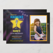 Karaoke Birthday Party Dance Star Foto Einladung (Vorne/Hinten)