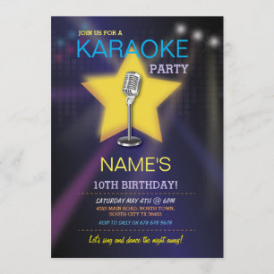 Karaoke Birthday Party Dance Star Invite Einladung