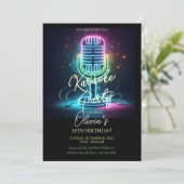 Karaoke Birthday Party Einladung (Stehend Vorderseite)