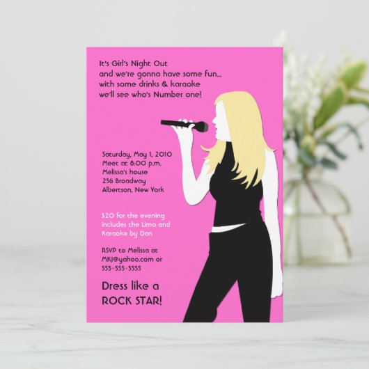 Karaoke Birthday Singing Teenager Teen Blonde Girl Einladung (Stehend Vorderseite)