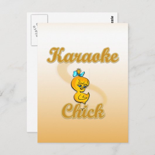 Karaoke Chick Postkarte (Vorne/Hinten)