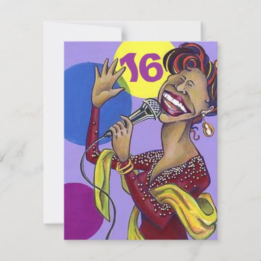KARAOKE-DIVA-PARTY EINLADUNG 16. GEBURTSTAG 16 (Vorderseite)