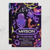 Karaoke Einladung, Music Karaoke Party Einladung (Vorne/Hinten)