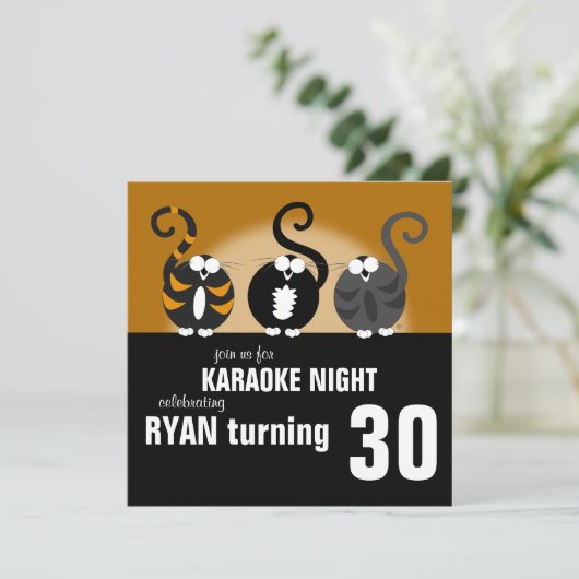 Karaoke-Geburtstags-Einladung Einladung (Stehend Vorderseite)