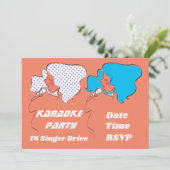 Karaoke Gesang Retro Party Thema Einladung (Stehend Vorderseite)