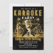Karaoke Gold Night Geburtstagsparty Einladung (Vorderseite)