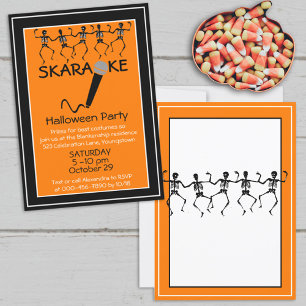 Karaoke Halloween-Party Tanzen Skelette Custom Einladung