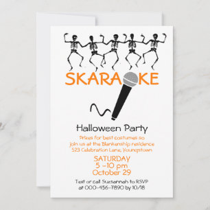 Karaoke Halloween-Party tanzende Skelette Custom Einladung