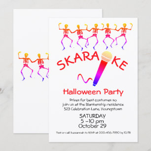Karaoke Halloween-Party tanzende Skelette individu Einladung