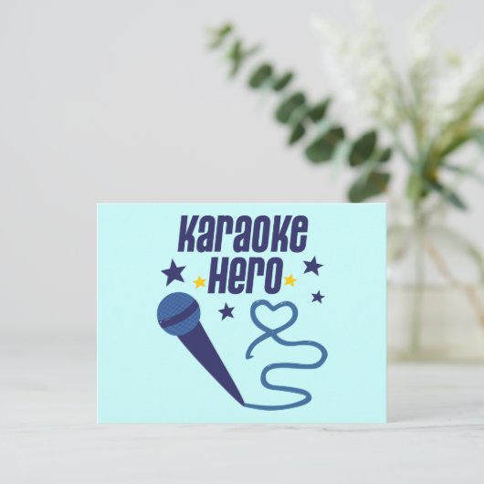 Karaoke Hero Postkarte (Stehend Vorderseite)