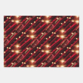 Karaoke Mikrofon Nigh Sterne roter Samtvorhang Geschenkpapier Set (Vorderseite)