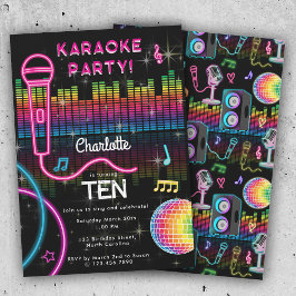 Karaoke Neon Glow Birthday Singing Music Party  Einladung