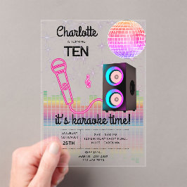 Karaoke Neon Glow Singing Disco Party Birthday Acryleinladungen