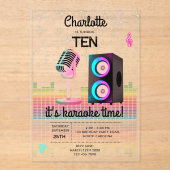 Karaoke Neon Glow Singing Music Party Birthday Acryleinladungen (Vorderseite)