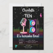 Karaoke Neon Glow Singing Music Party Birthday Einladung (Vorderseite)