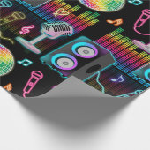 Karaoke Neon Glow Singing Music Party Geschenkpapier (Ecke)