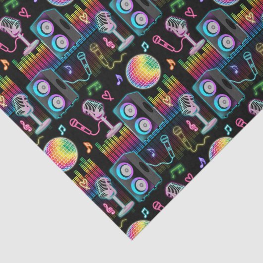 Karaoke Neon Glow Singing Music Party Seidenpapier (Ausschnitt)