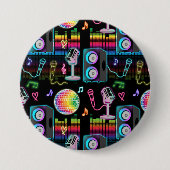 Karaoke Neon Glow Singing Musik Party Button (Vorderseite)