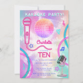 Karaoke Neon Glow Tie Dye Birthday Party Einladung (Vorderseite)