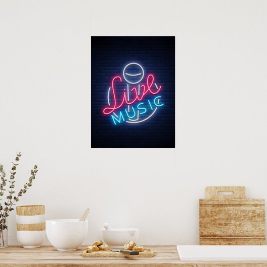 Karaoke Neon Lighting Kurved Word Art Text Poster (Küche)