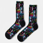 Karaoke Neon Singing Music Party Socken (Linkes Detail)