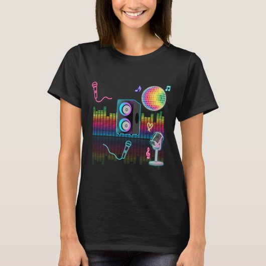 Karaoke Neon Singing Music Party T-Shirt (Vorderseite)