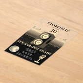 Karaoke Night Black Gold 50th Disco Birthday Party Acryleinladungen (Ablage )