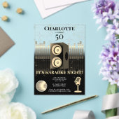 Karaoke Night Black Gold 50th Disco Birthday Party Acryleinladungen (In Situ (Hochzeit))