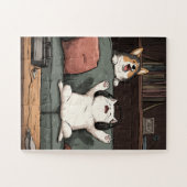 Karaoke Night - Cat & Corgi Puzzle (Horizontal)