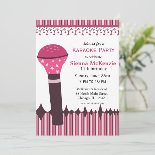 Karaoke Nights Einladung (Stehend Vorderseite)