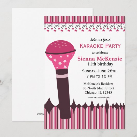 Karaoke Nights Einladung (Vorne/Hinten)