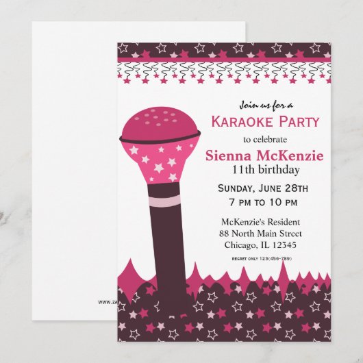 Karaoke Nights Einladung (Vorne/Hinten)