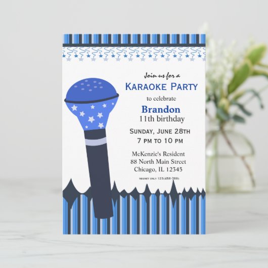 Karaoke Nights Einladung (Stehend Vorderseite)