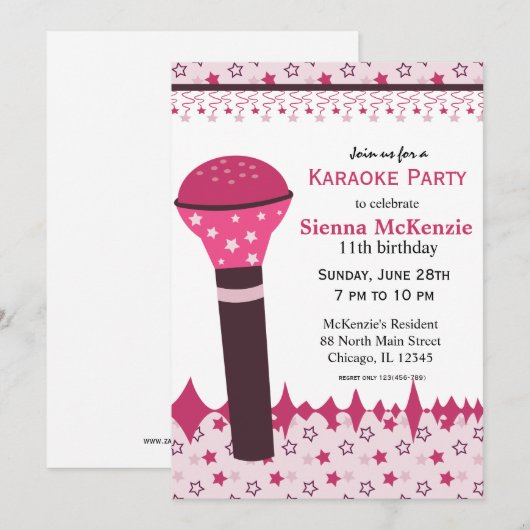 Karaoke Nights Einladung (Vorne/Hinten)