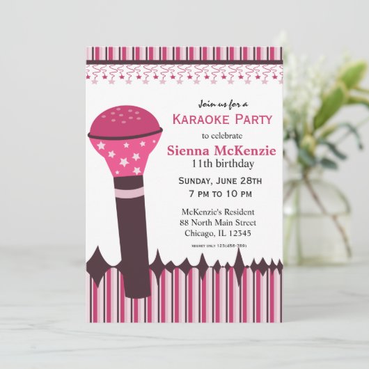 Karaoke Nights Einladung (Stehend Vorderseite)