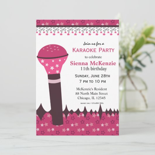 Karaoke Nights Einladung (Stehend Vorderseite)