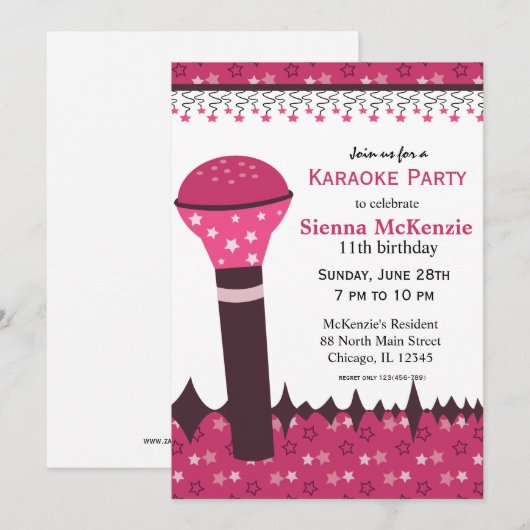 Karaoke Nights Einladung (Vorne/Hinten)