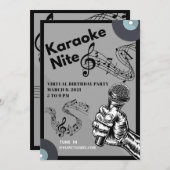 Karaoke Nite Birthday Einladungskarte (Vorne/Hinten)