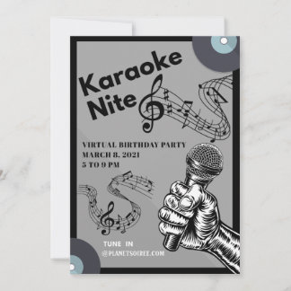 Karaoke Nite Birthday Einladungskarte