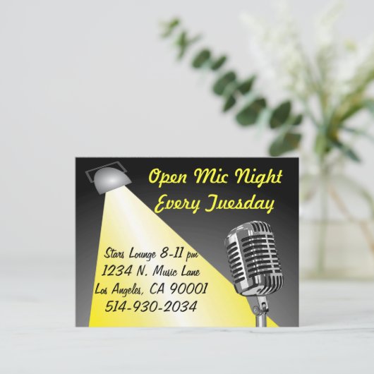 Karaoke/Open Mic Night Postkarte (Stehend Vorderseite)