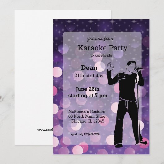 Karaoke Party Einladung (Vorne/Hinten)