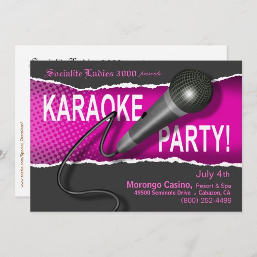 Karaoke-Party Einladung (Vorne/Hinten)