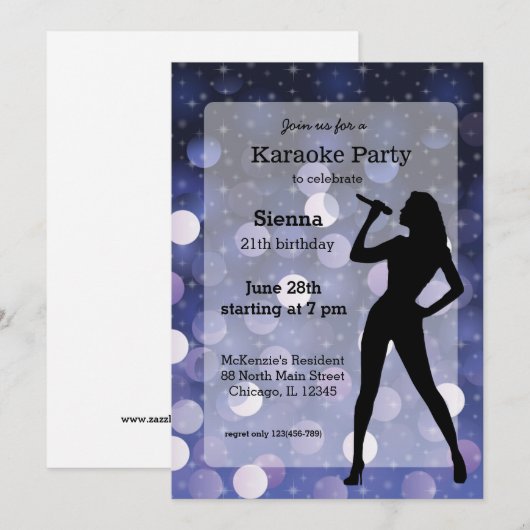 Karaoke Party Einladung (Vorne/Hinten)