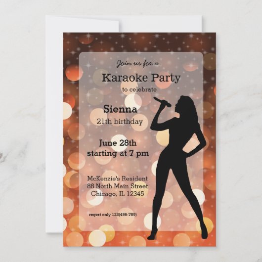 Karaoke Party Einladung (Vorderseite)